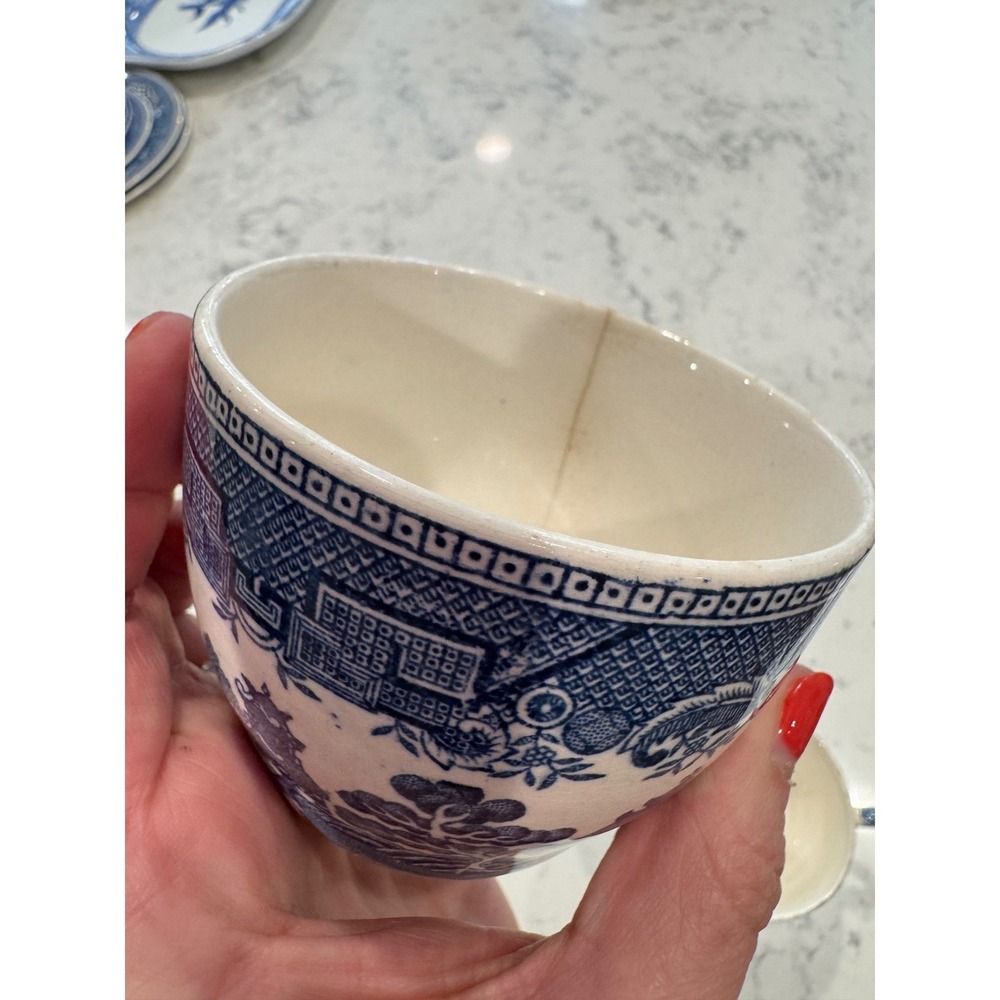 Vintage Arklow Willow Blue White‎ Tea Cups lot of 4 Made in Ireland Chinoiserie - Picture 6 of 16